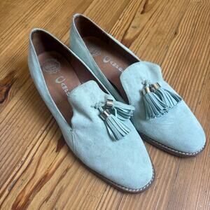 Jeffrey Campbell mint green‎ suede tassel heeled loafers SIZE 9